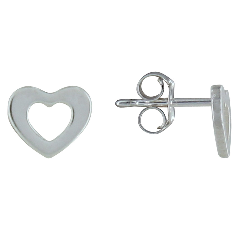 LES POULETTES BIJOUX Boucles d'Oreilles Argent Petit Coeur Ajouré
