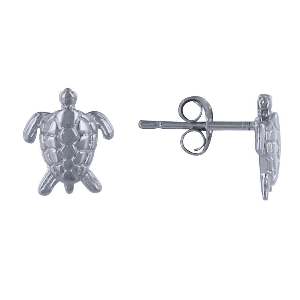 LES POULETTES BIJOUX Boucles d'Oreilles Argent Rhodié Tortue des Galápagos