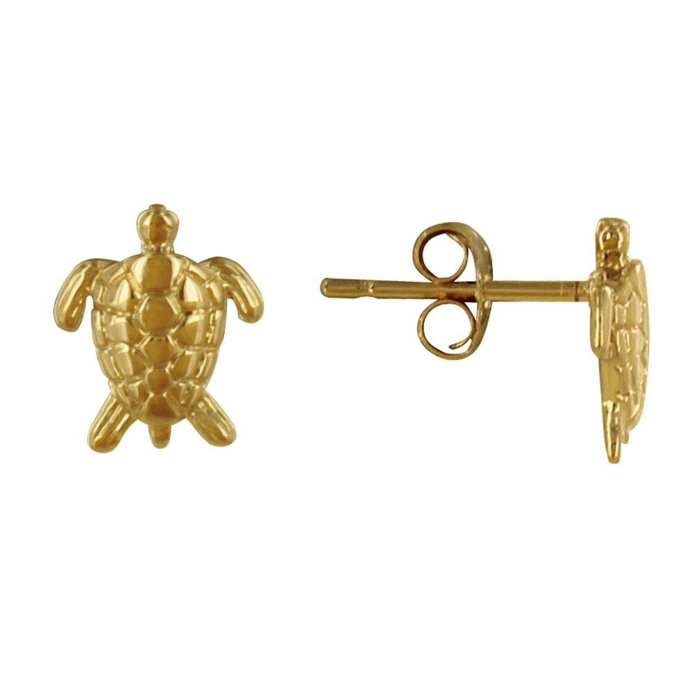 LES POULETTES BIJOUX Boucles d'Oreilles Plaqué Or Tortue des Galapagos