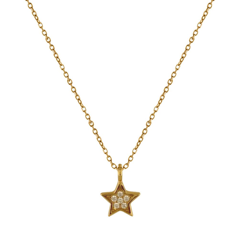 LES POULETTES BIJOUX Collier Argent Doré Petite Etoile Strass Cristal