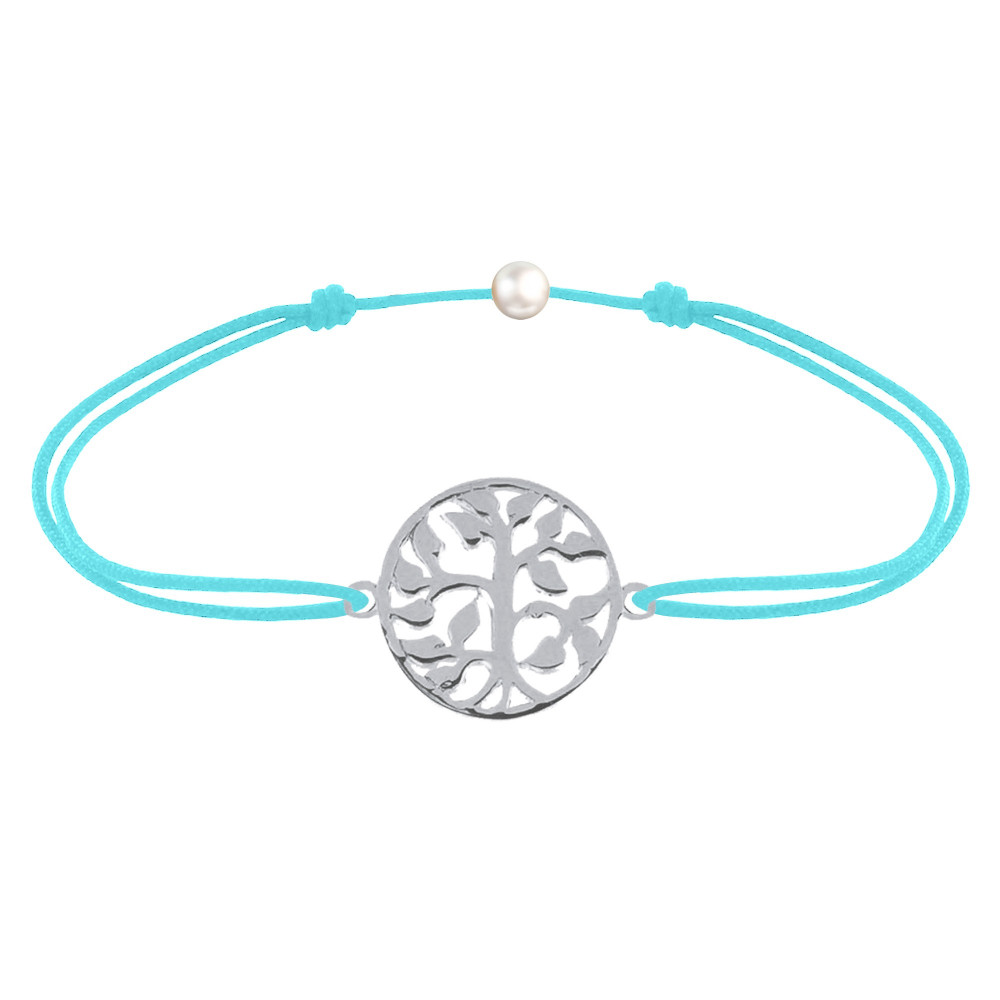 LES POULETTES BIJOUX - Bracelet Lien Arbre de Vie Argent 925 - Turquoise