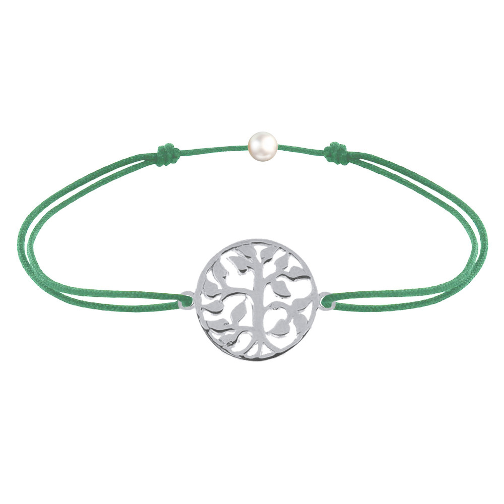 LES POULETTES BIJOUX Bracelet Lien Arbre de Vie Argent 925 - Vert