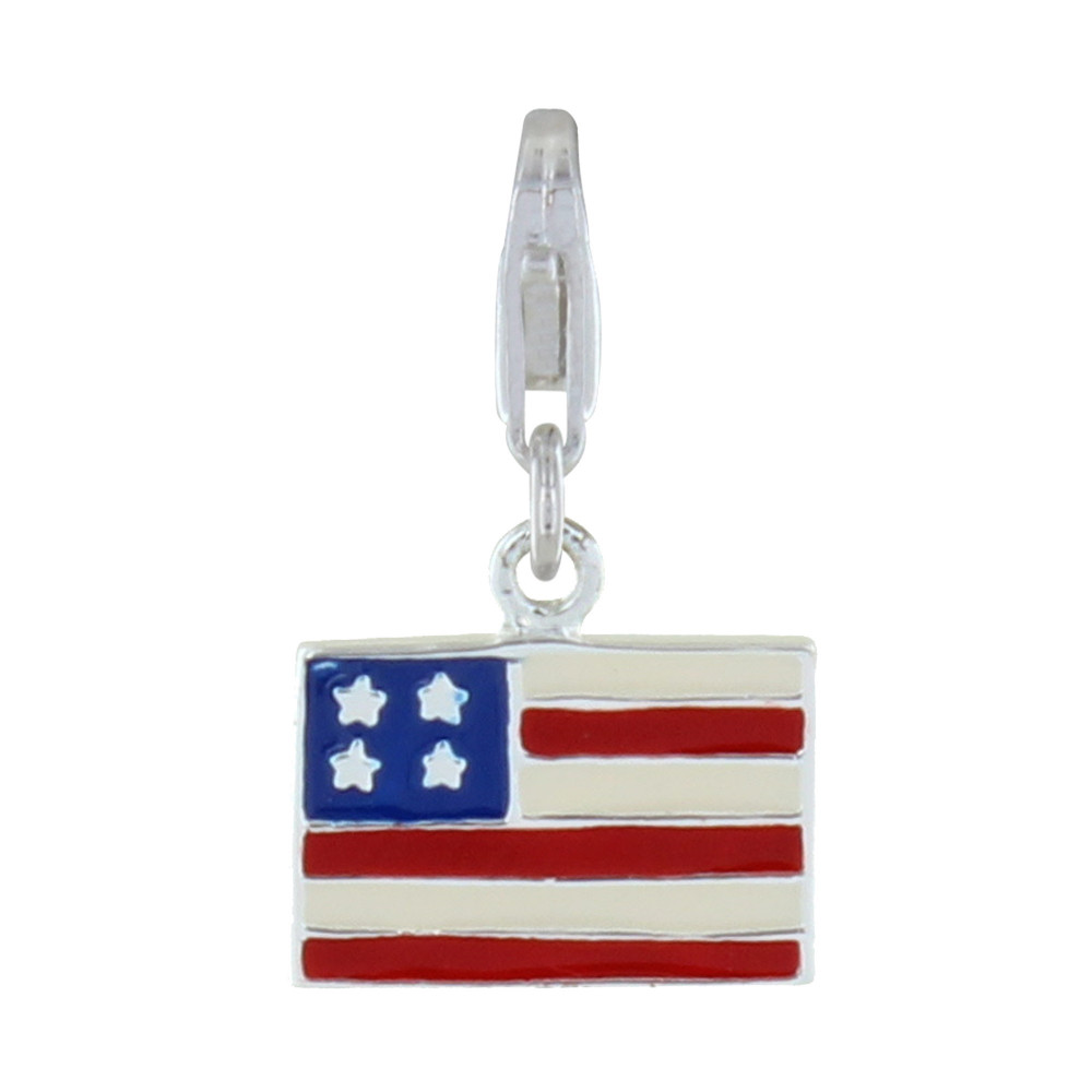 LES POULETTES BIJOUX Charms Argent Drapeau des Etats-Unis