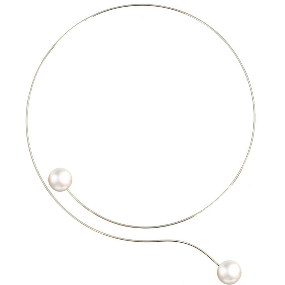 LES POULETTES BIJOUX Collier Ras de Cou Argent 925 2 Perles de Culture 11 mm - Class