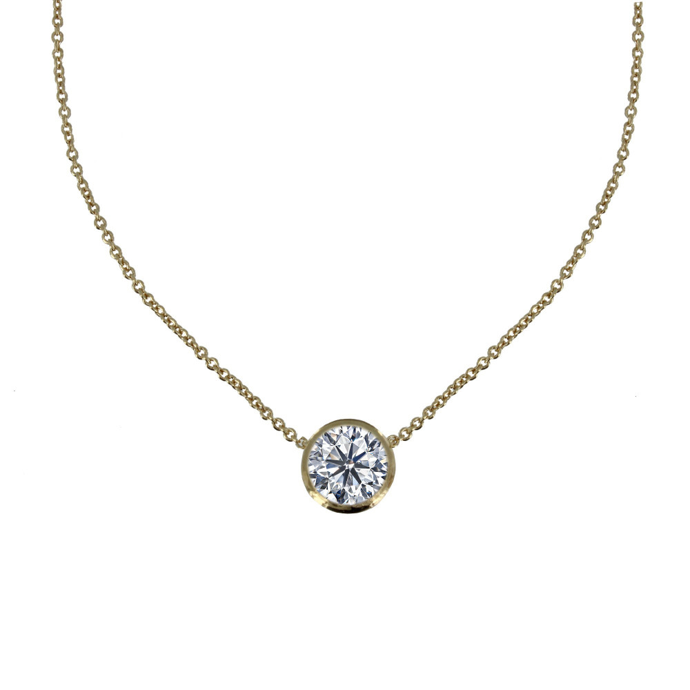 LES POULETTES BIJOUX Collier Plaqué Or Solitaire Serti Clos 9mm