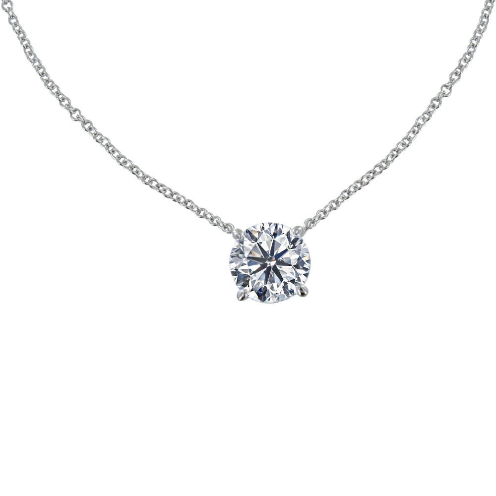 LES POULETTES BIJOUX Collier Argent Rhodié Solitaire Cristal 9mm