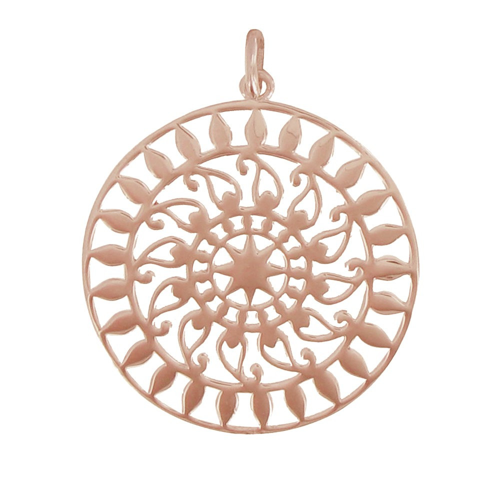 LES POULETTES BIJOUX Pendentif Argent Plaqué Or Rose Astre Rond