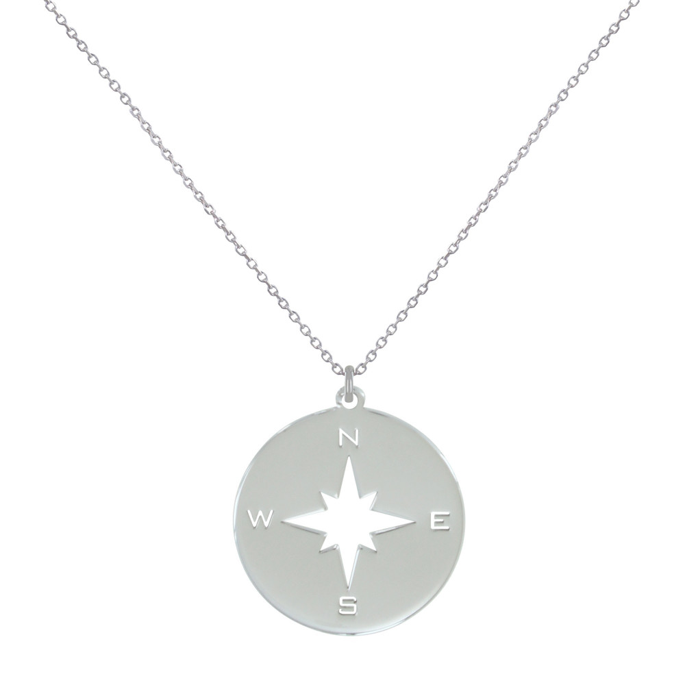 LES POULETTES BIJOUX Collier Argent Rhodié Rose des Vents