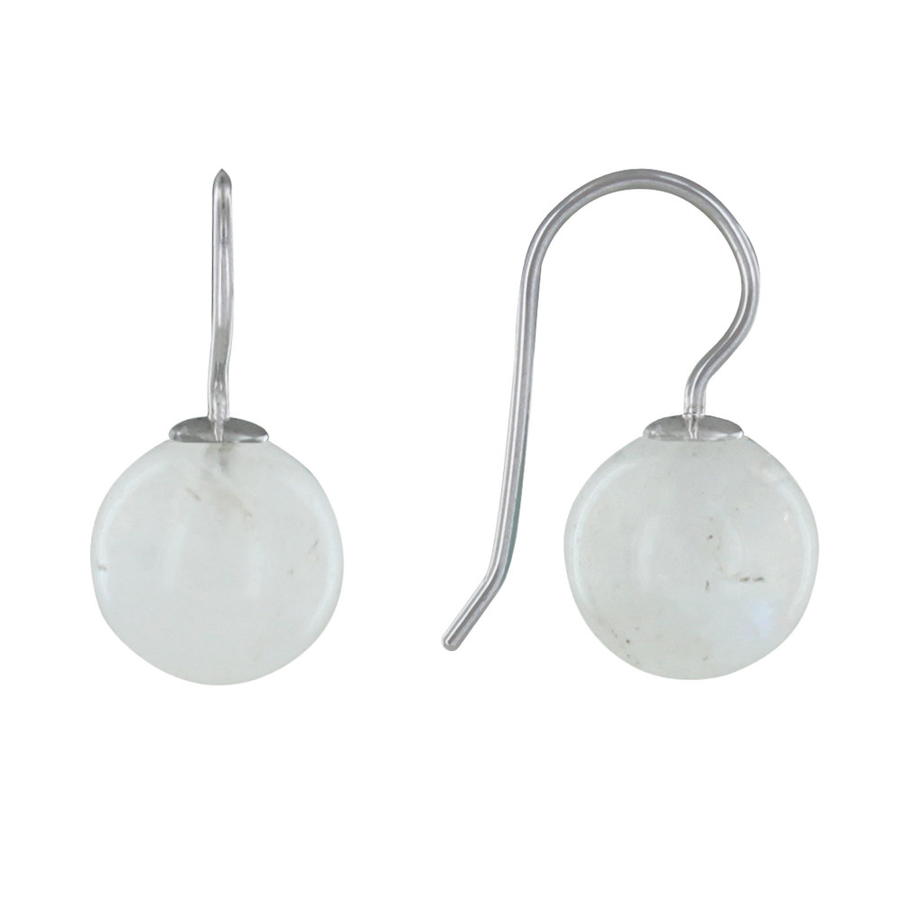 LES POULETTES BIJOUX Boucles d'Oreilles Argent Billes de Pierre de Lune