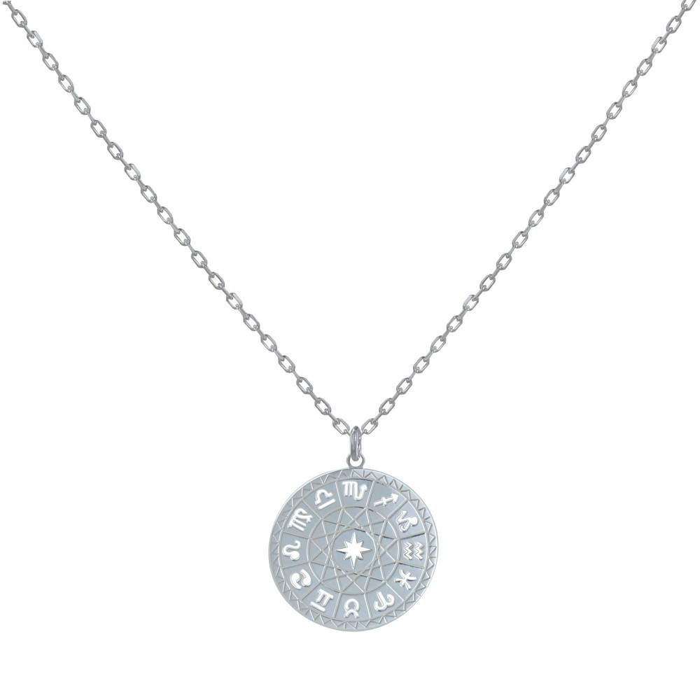 LES POULETTES BIJOUX Collier Argent 925 Médaille Ronde Symboles du Zodiaque