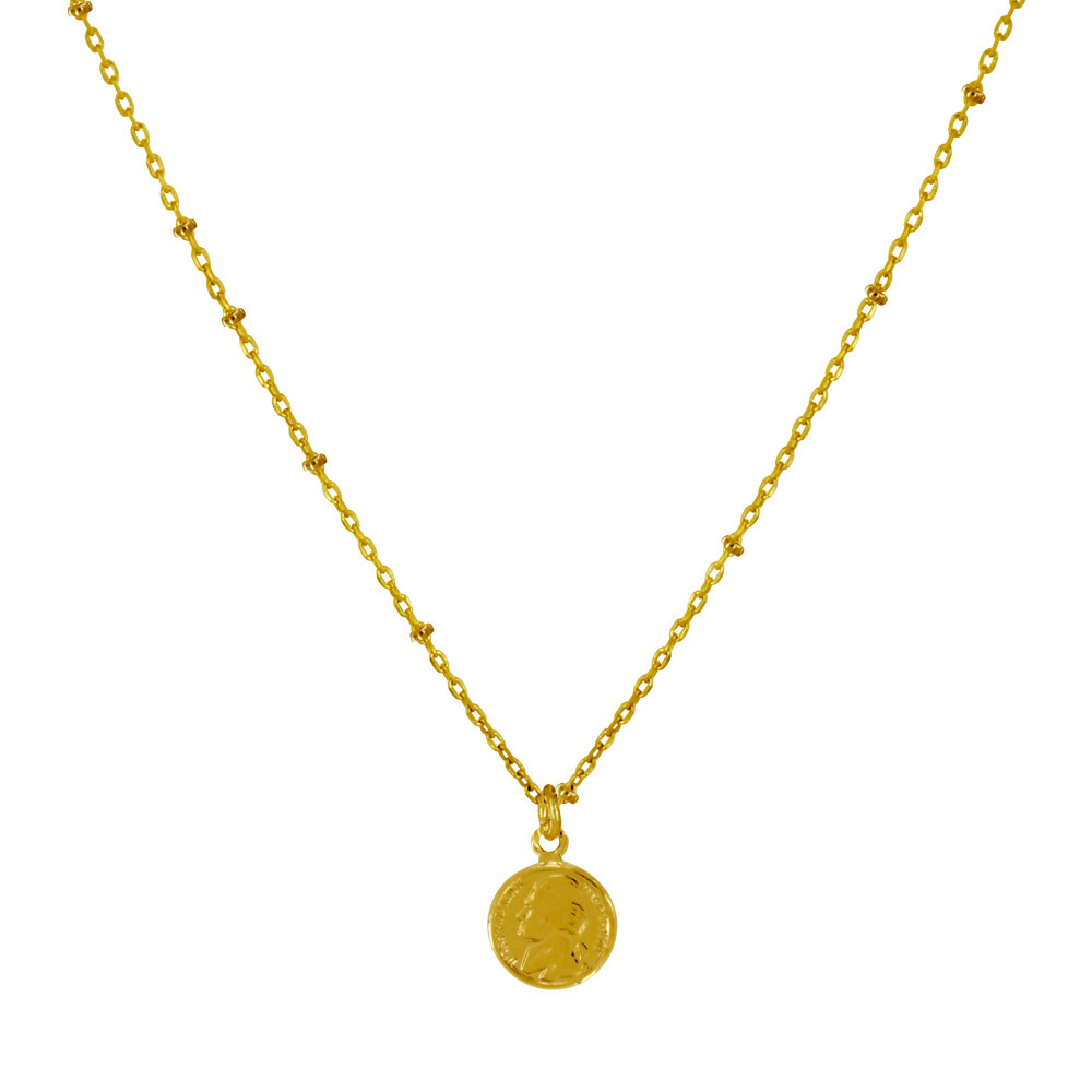 LES POULETTES BIJOUX Collier Plaqué Or Pièce de Cinq Cents