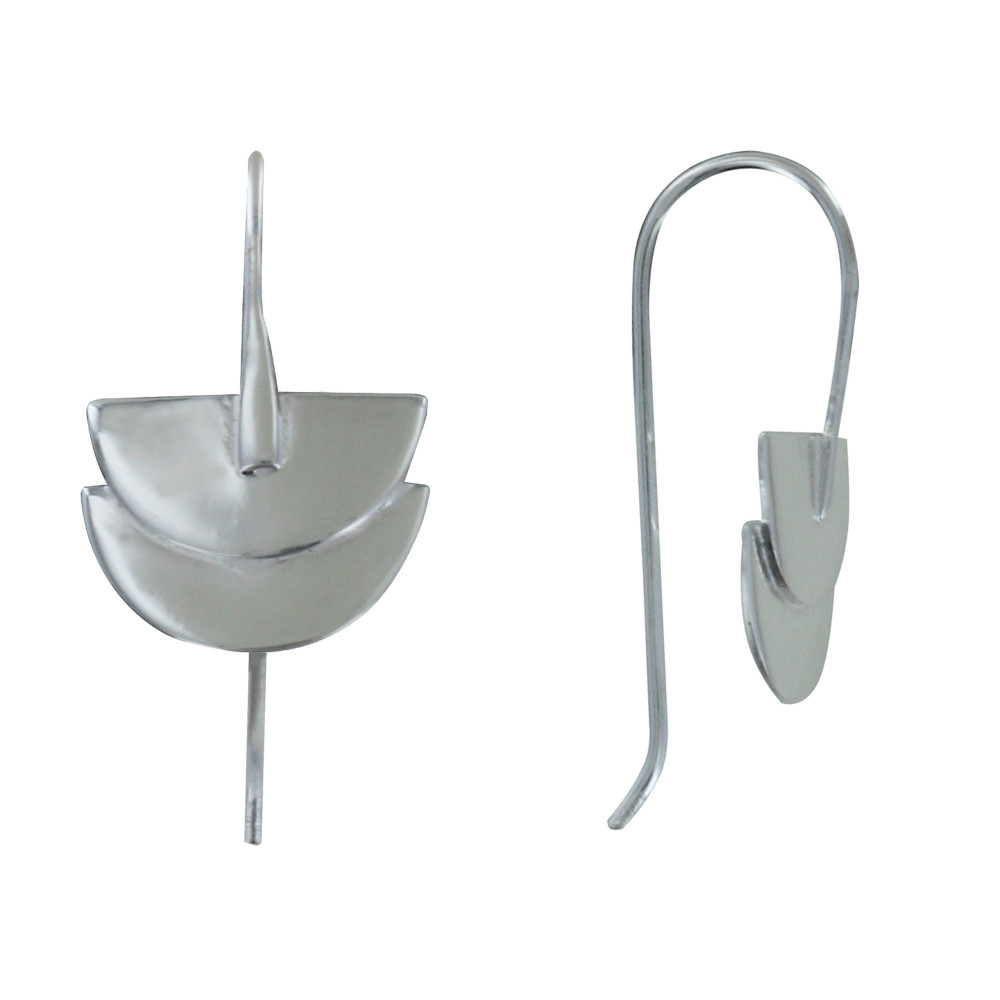 LES POULETTES BIJOUX Boucles d'Oreilles Argent Deux Demi Lune