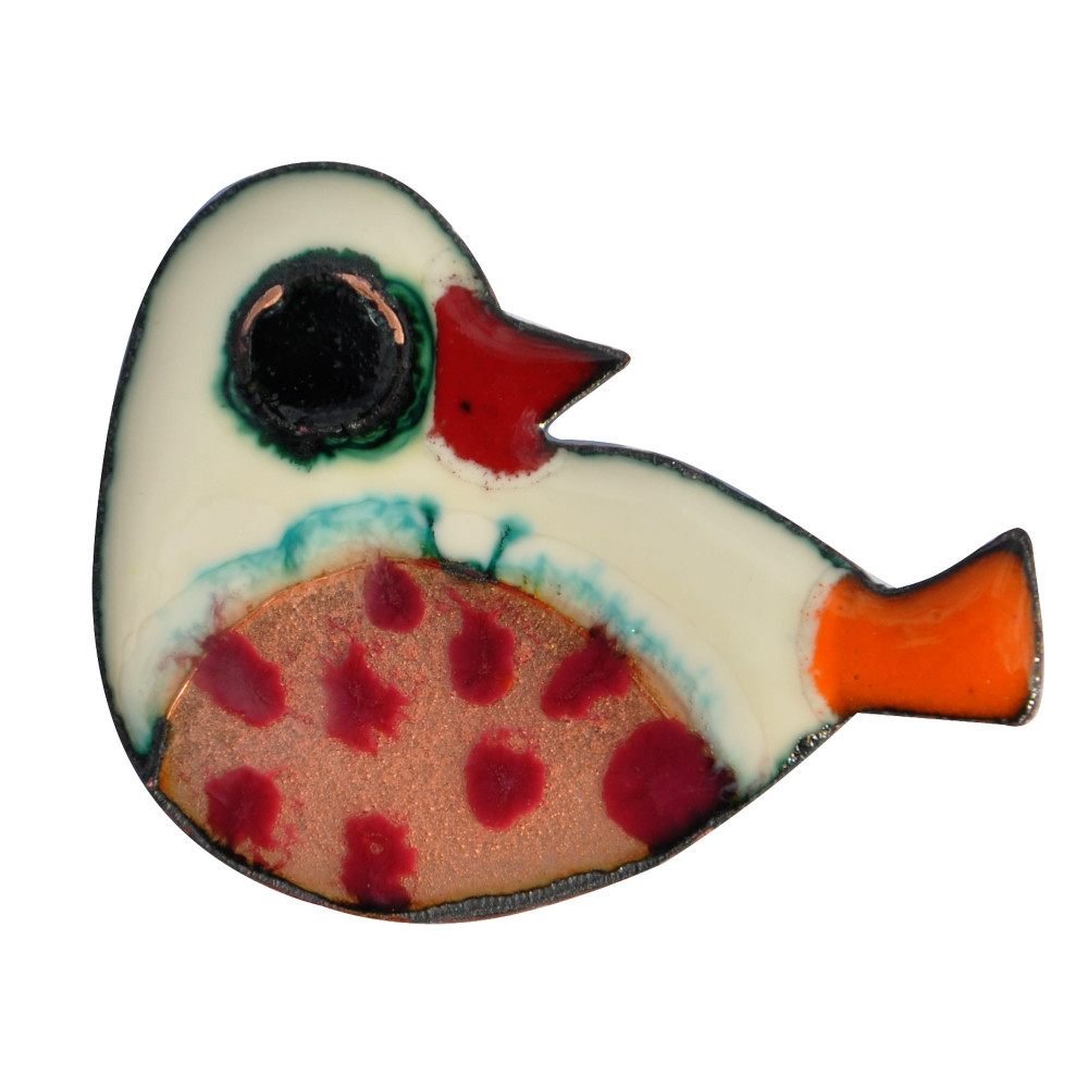 LES POULETTES BIJOUX Broche Oiseau Émaillé Blanc