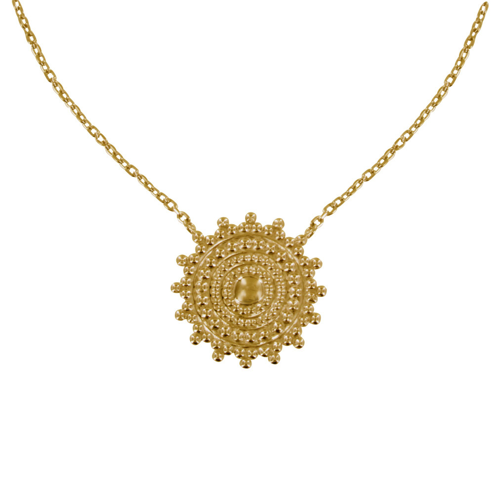 LES POULETTES BIJOUX Collier Plaqué Or Soleil Dentelé