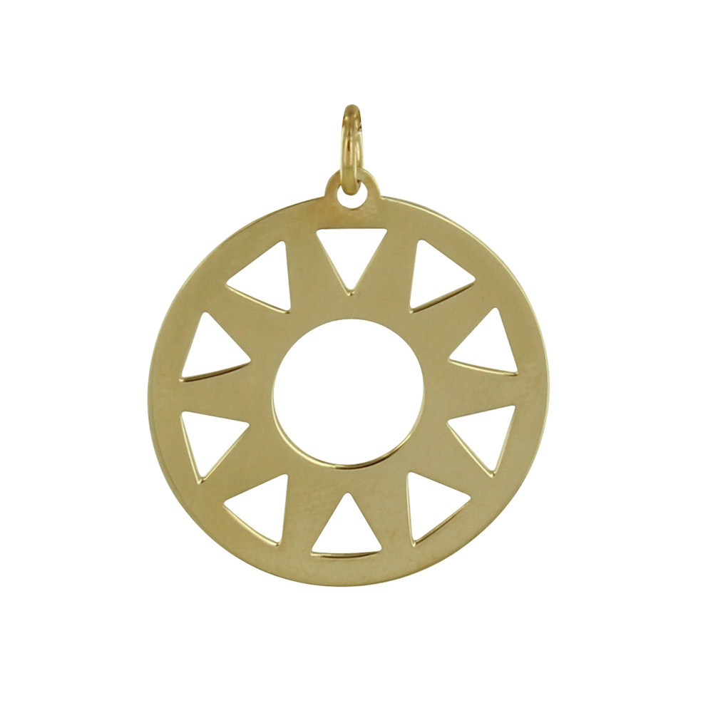 LES POULETTES BIJOUX Pendentif Argent Doré Soleil Ajouré