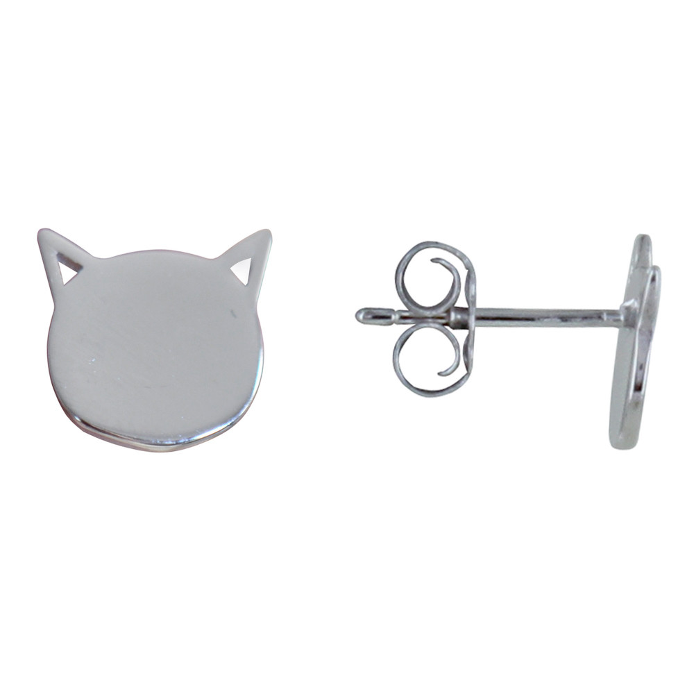 LES POULETTES BIJOUX Boucles d'Oreilles Argent 925 Tête de Chat