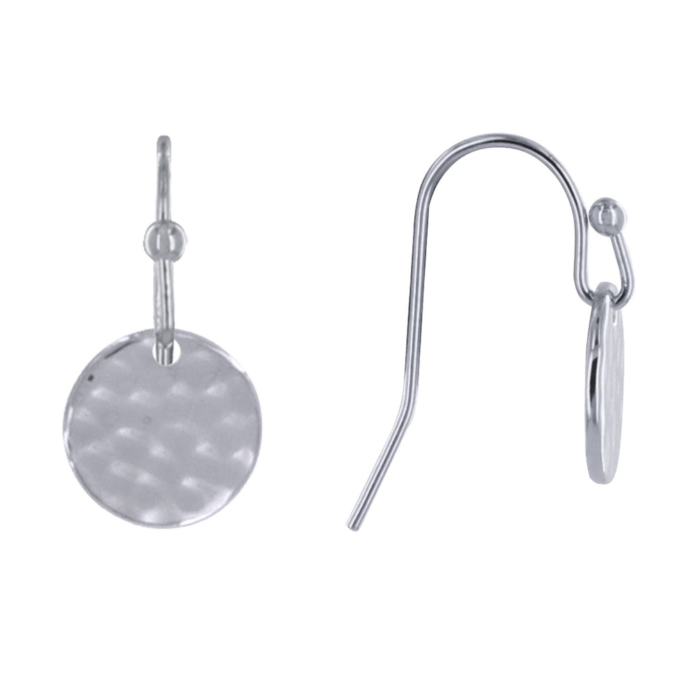 LES POULETTES BIJOUX Boucles d'Oreilles Argent Rhodié Pastilles Martelées