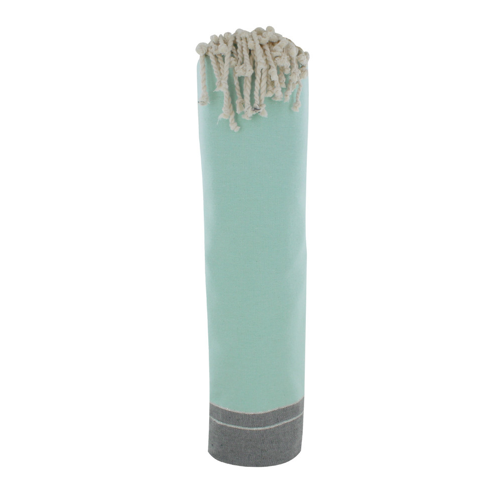 LES POULETTES BIJOUX Grand Fouta Drap Plage et Hammam Coton Couleur Turquoise et Gri