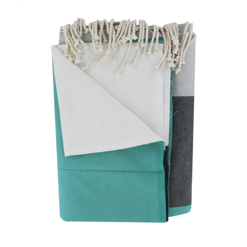 LES POULETTES BIJOUX - V Grand Fouta Drap Plage et Hammam Coton Grandes Rayures Blan