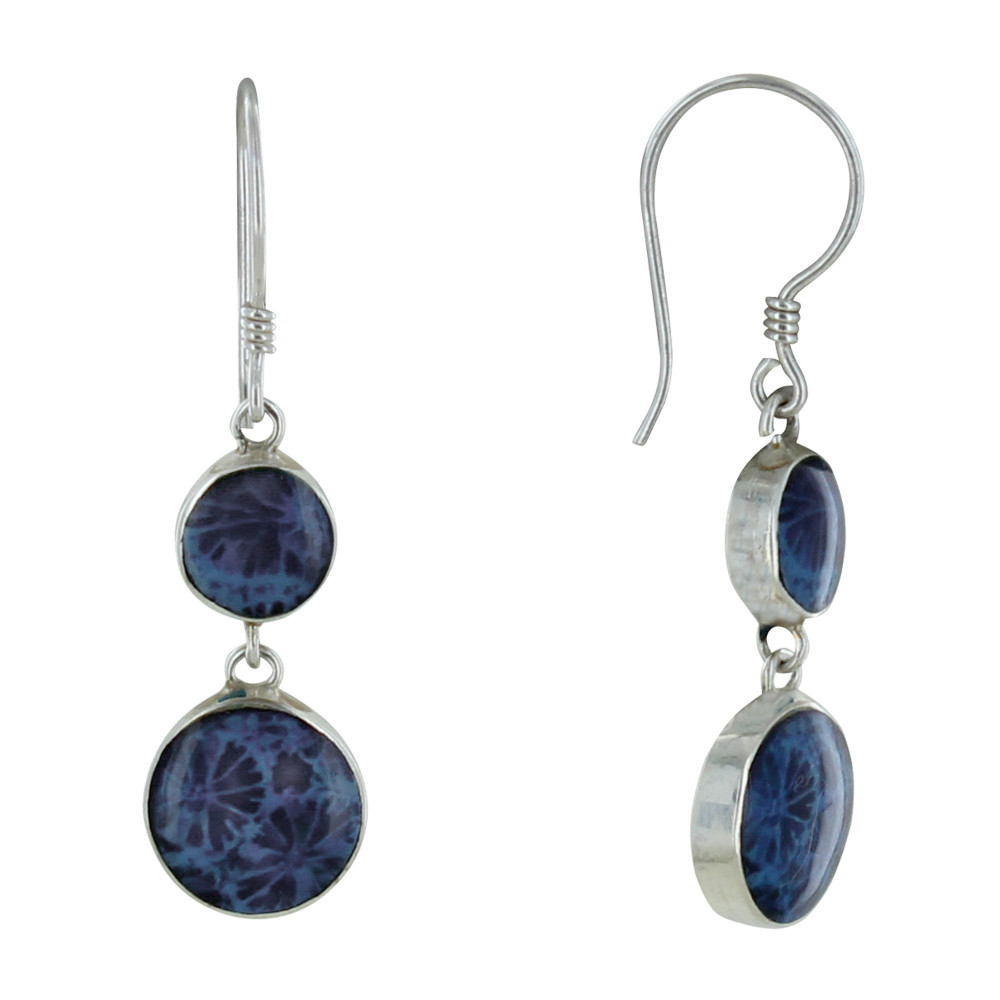 LES POULETTES BIJOUX Boucles d'Oreilles Argent et Deux Pastilles Coquillage Teinté B
