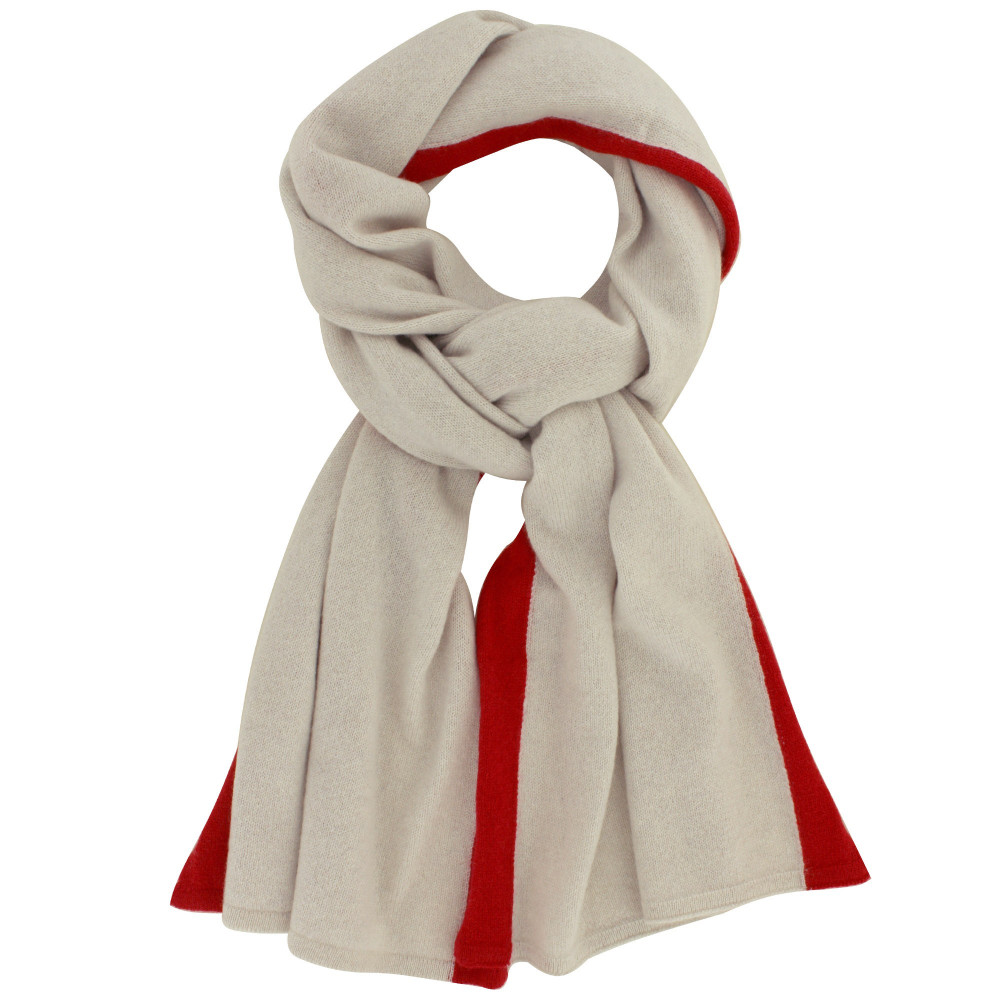 LES POULETTES BIJOUX Echarpe 100% Cachemire Récré Bicolore 2 Fils 30cm x 170cm - Rou