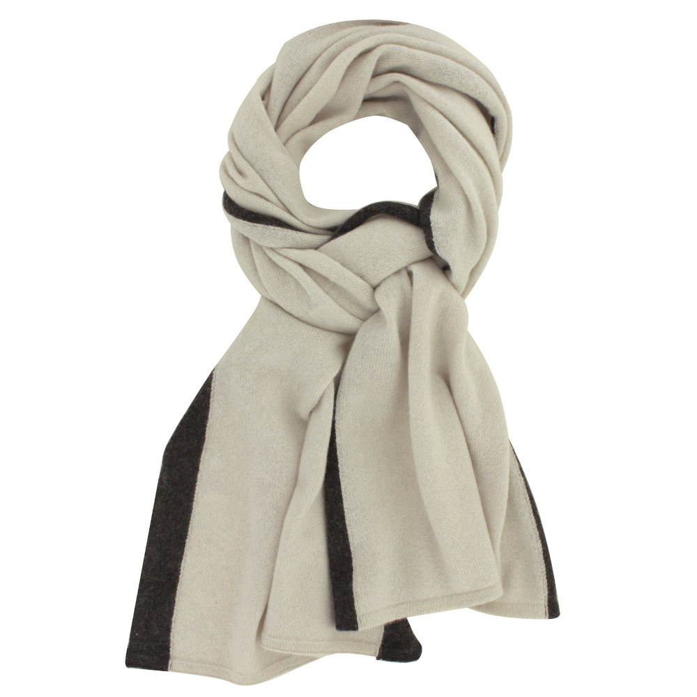 LES POULETTES BIJOUX Echarpe 100% Cachemire Récré Bicolore 2 Fils 30cm x 170cm - Noir