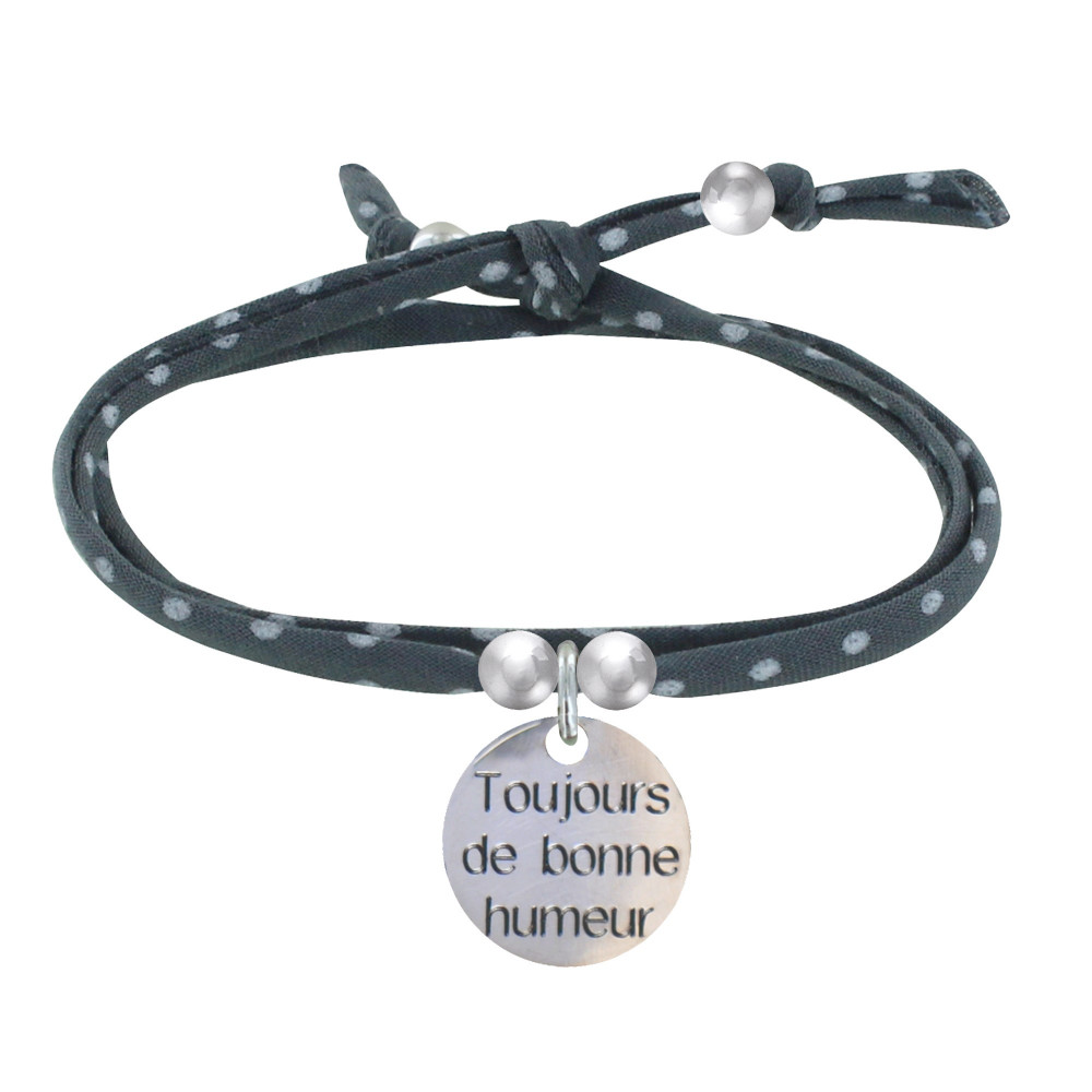 LES POULETTES BIJOUX Bracelet Double Tour Lien liberty et Médaille Toujours de Bonne