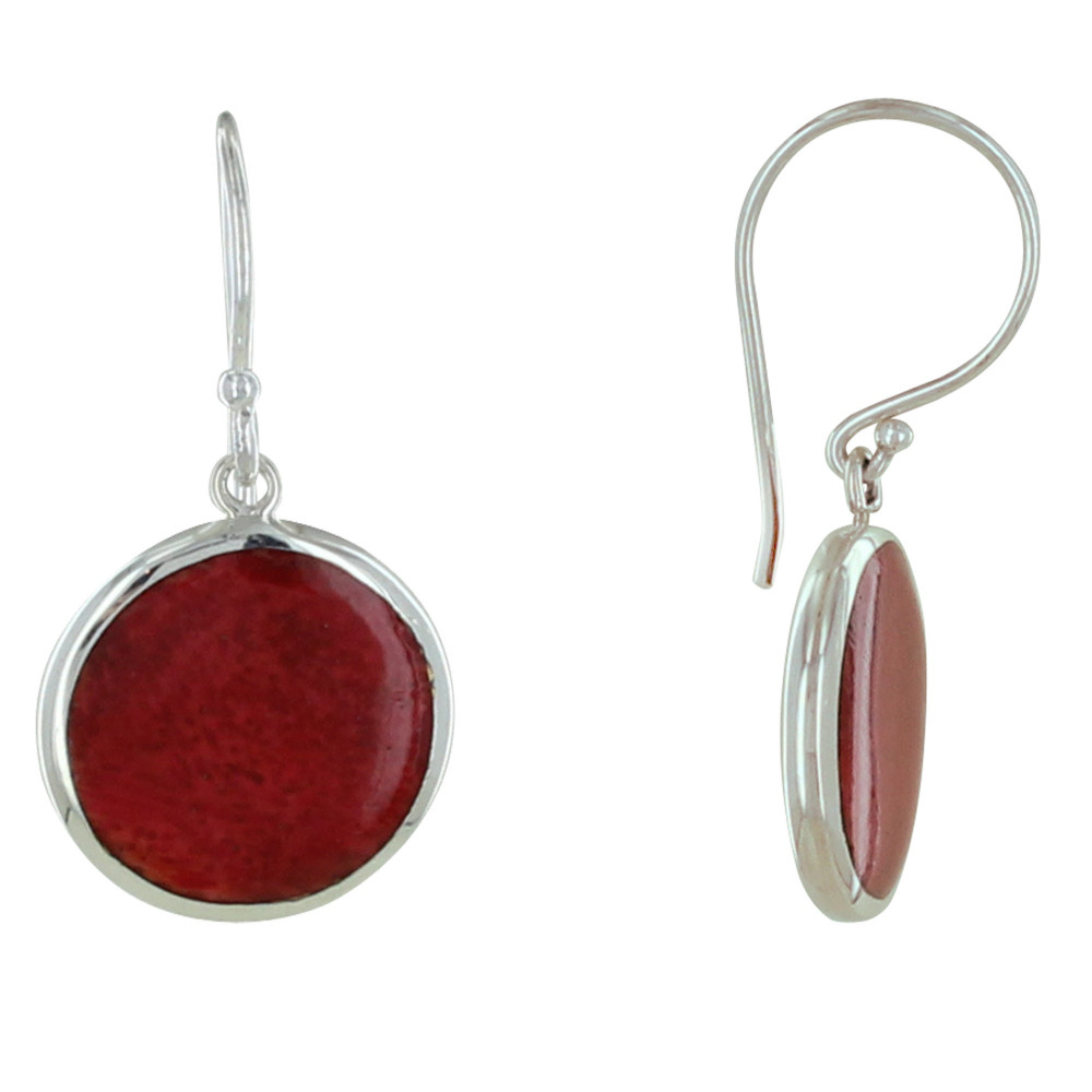 LES POULETTES BIJOUX Boucles d'Oreilles Argent 925 Grosse Pastille Couleur Corail