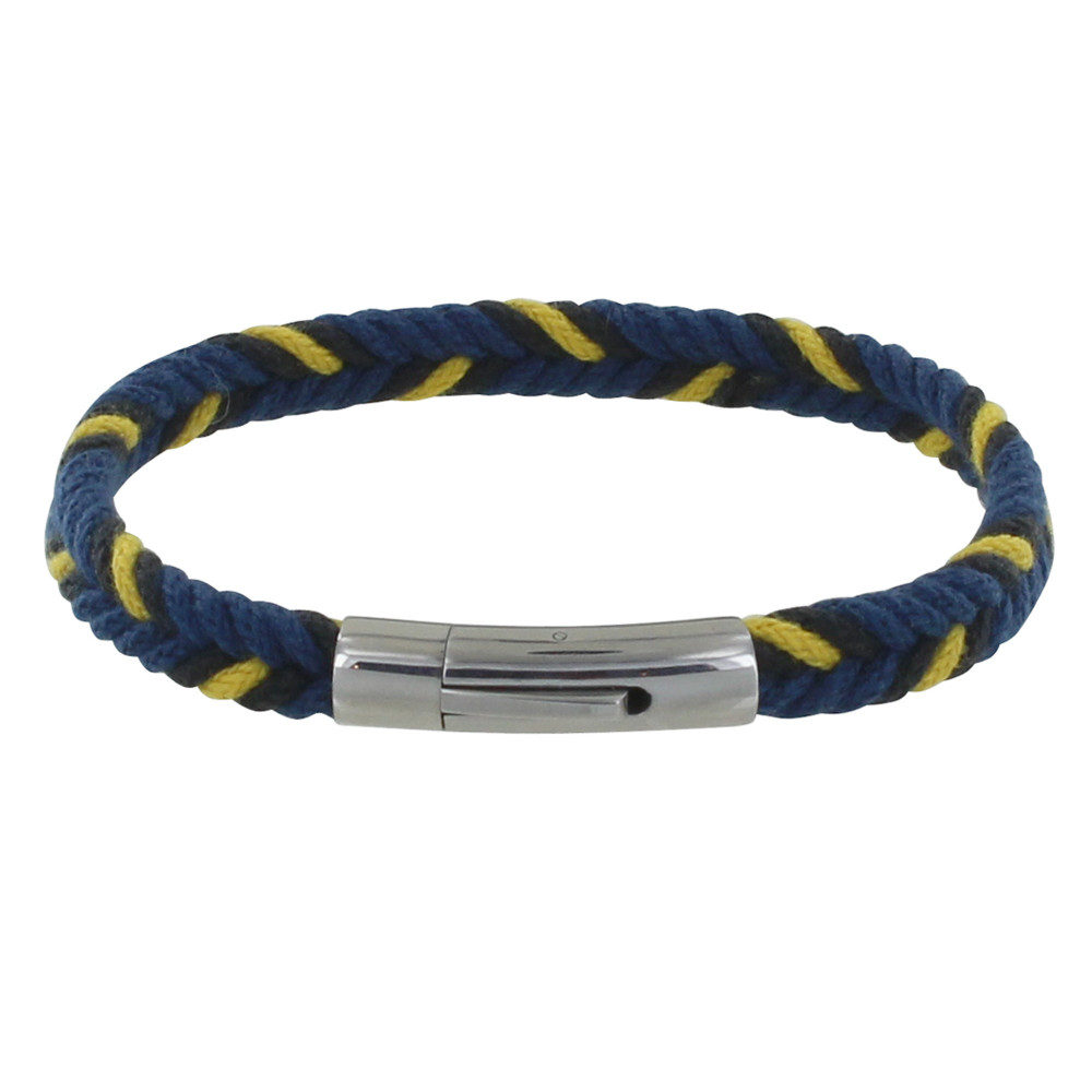 LES POULETTES BIJOUX Bracelet Homme Chevron Bleu Foncé Jaune Noir