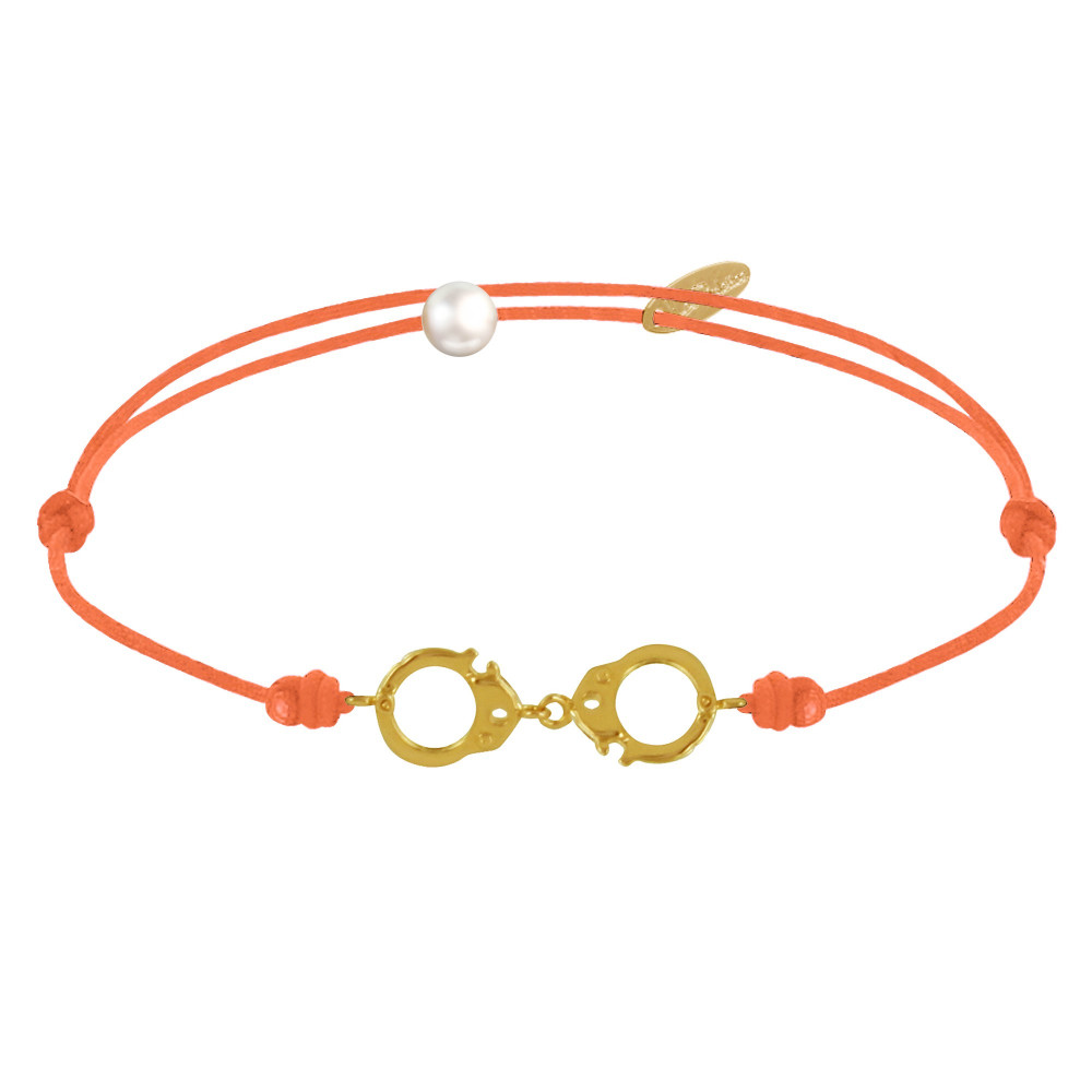 LES POULETTES BIJOUX Bracelet Lien Plaqué Or Petites Menottes - Orange