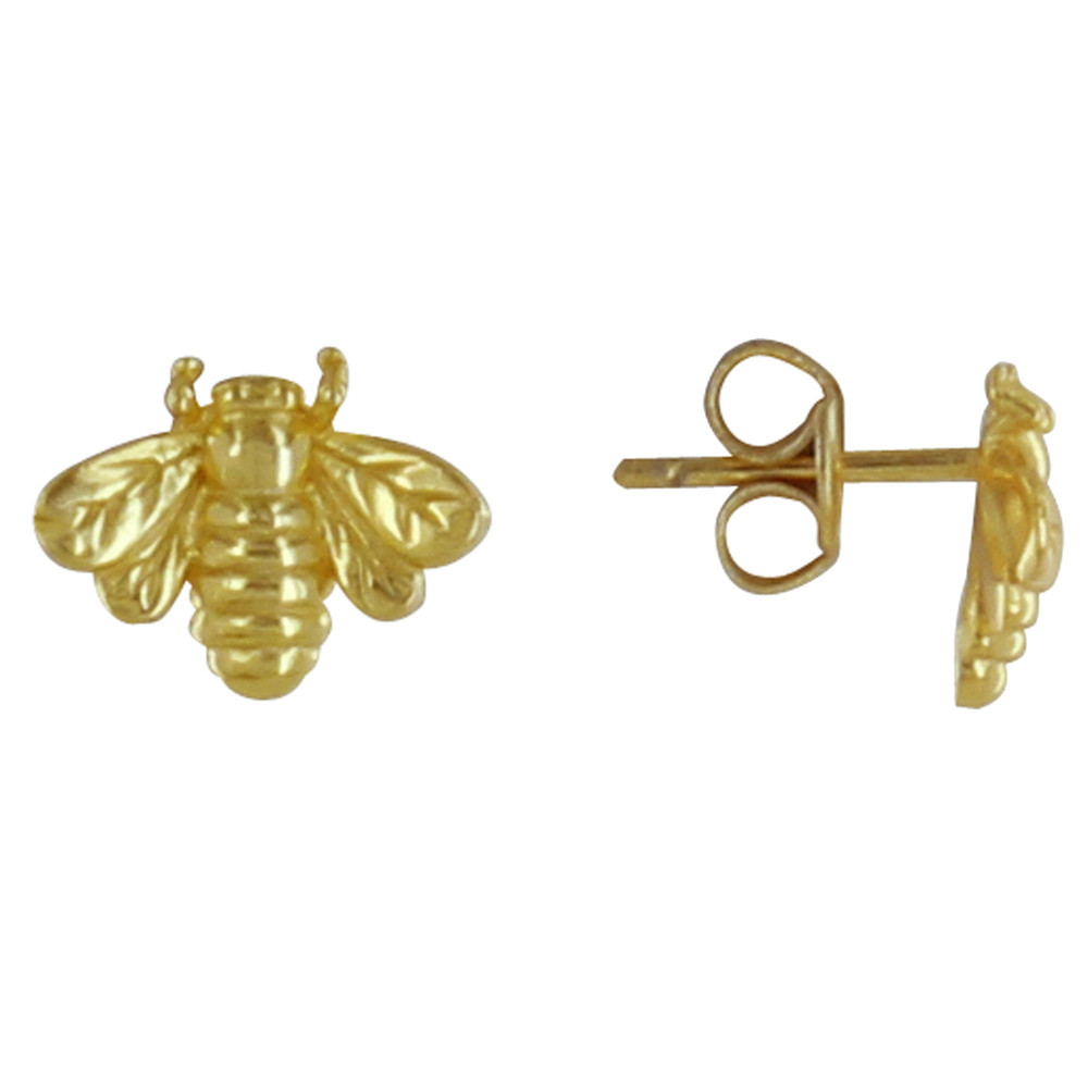 LES POULETTES BIJOUX Boucles d'Oreilles Argent Doré Abeilles