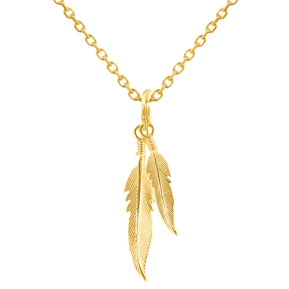 LES POULETTES BIJOUX Collier Argent Doré Deux Plumes