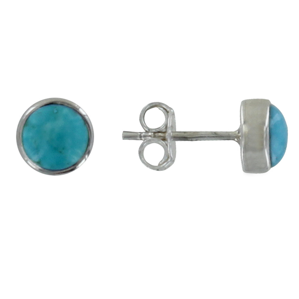 LES POULETTES BIJOUX Boucles d'Oreilles Argent Cylindre de Turquoise