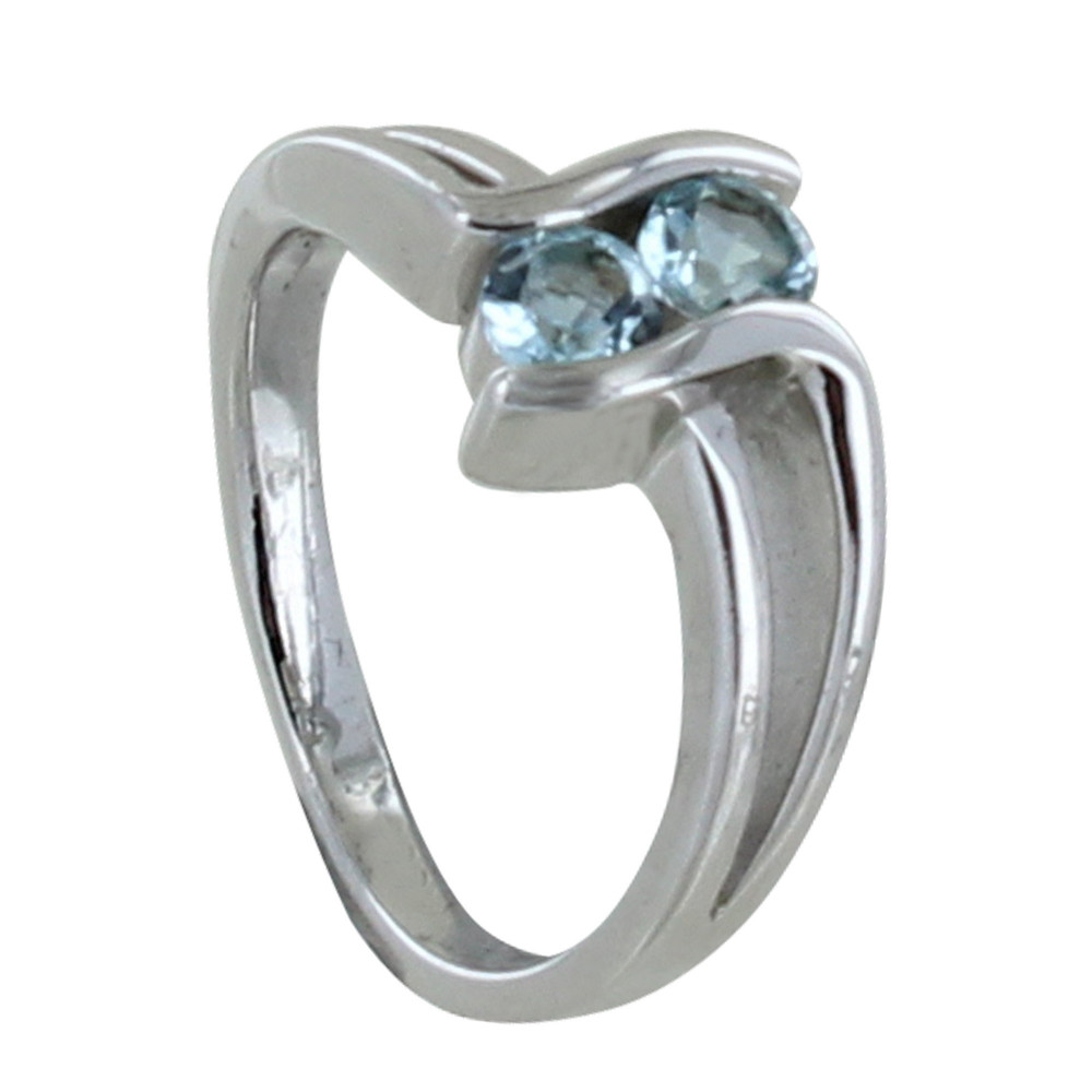 LES POULETTES BIJOUX Bague Argent Rhodié Double Topaze - taille 53