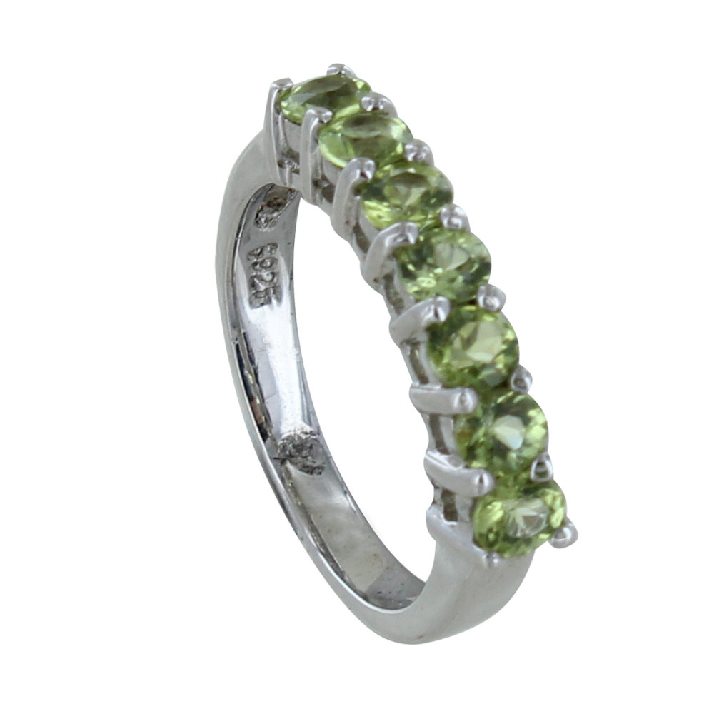 LES POULETTES BIJOUX Bague Argent 925 Rhodié Alliance Peridot - taille 52