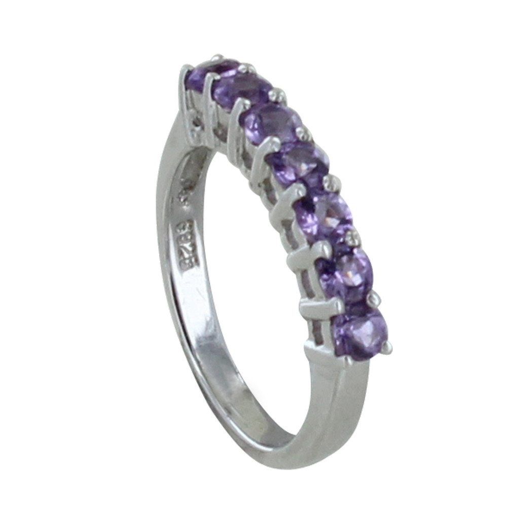 LES POULETTES BIJOUX Bague Argent 925 Rhodié Alliance Améthyste - taille 52