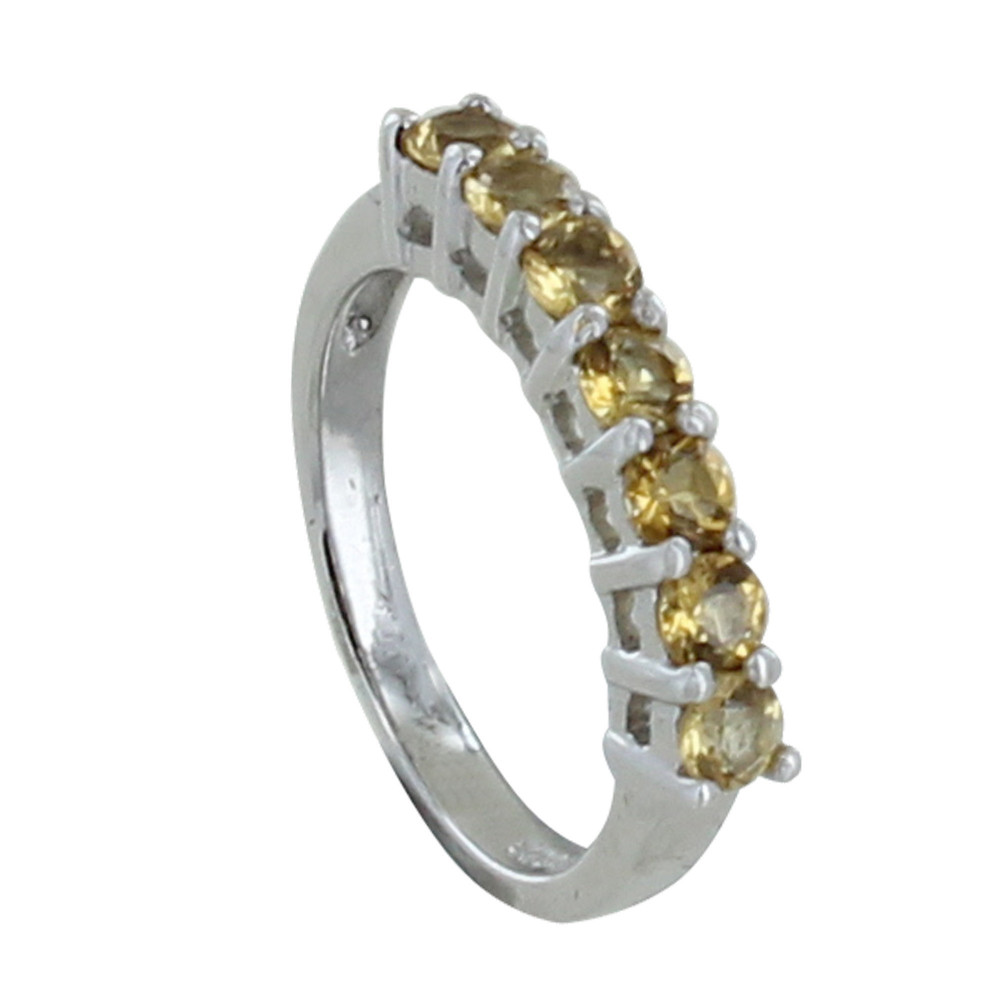 LES POULETTES BIJOUX Bague Argent 925 Rhodié Alliance Citrine - taille 54