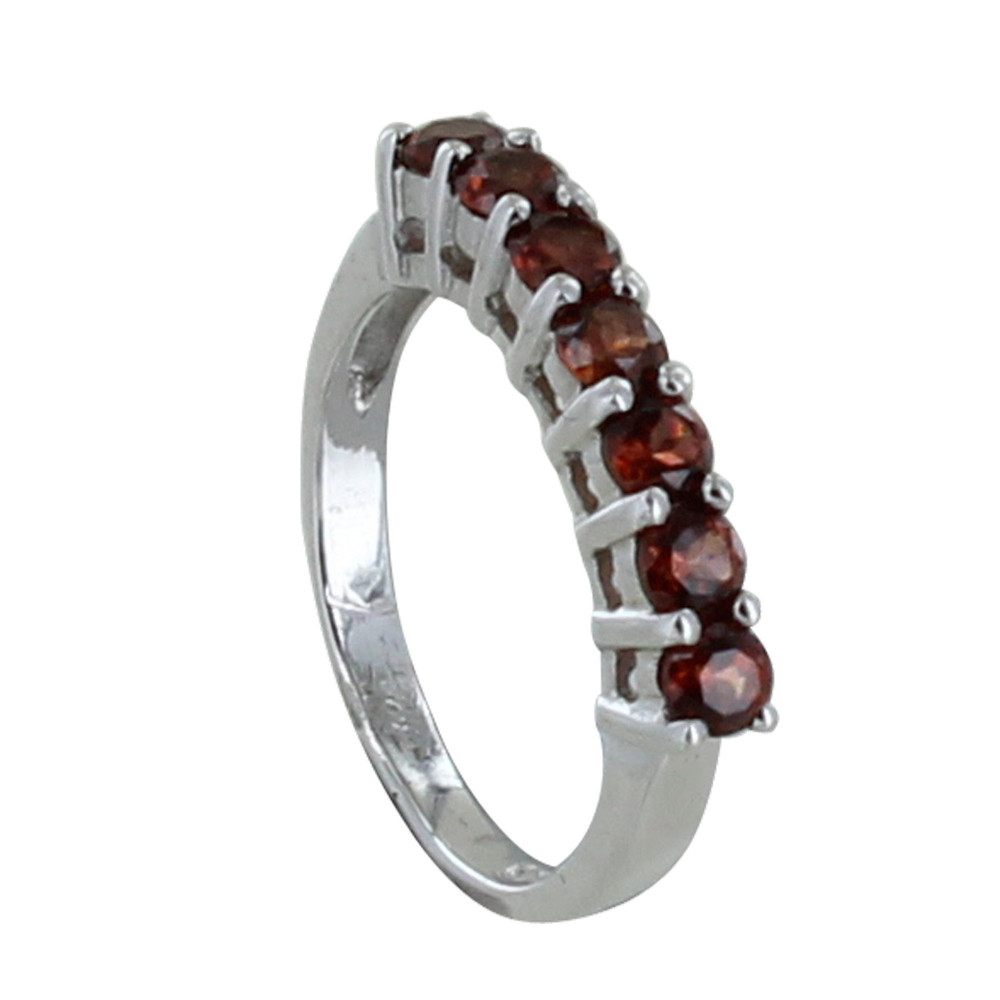 LES POULETTES BIJOUX Bague Argent 925 Rhodié Alliance Grenat - taille 56