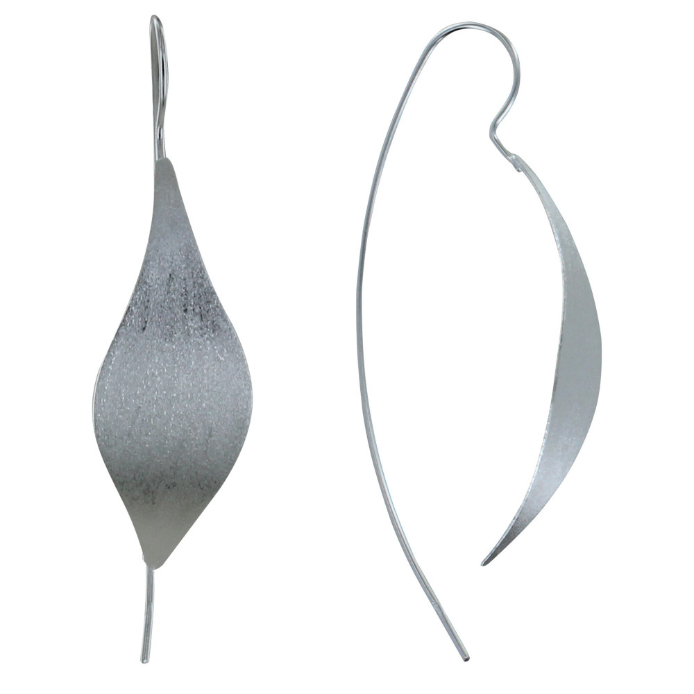 LES POULETTES BIJOUX Boucles d'Oreilles Argent Brossé Feuille