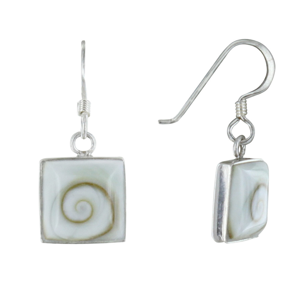 LES POULETTES BIJOUX Boucles d'Oreilles Argent 925 Oeil de Sainte Lucie Moyen Carré