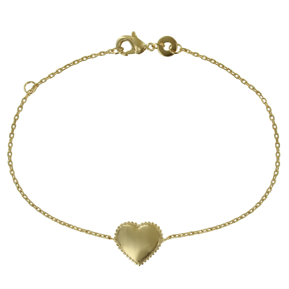 LES POULETTES BIJOUX Bracelet Plaqué Or Coeur et Billes