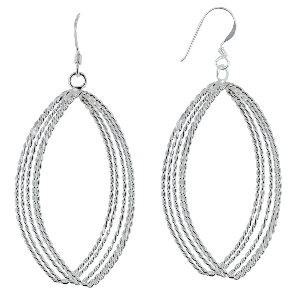 LES POULETTES BIJOUX Boucles d'Oreilles Argent 925 Cinq Ovales Torsadés