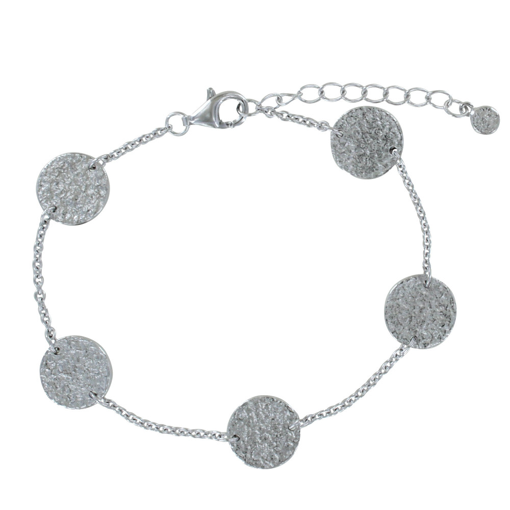 LES POULETTES BIJOUX Bracelet Argent 925 Rhodié Cinq Pastilles Martelées