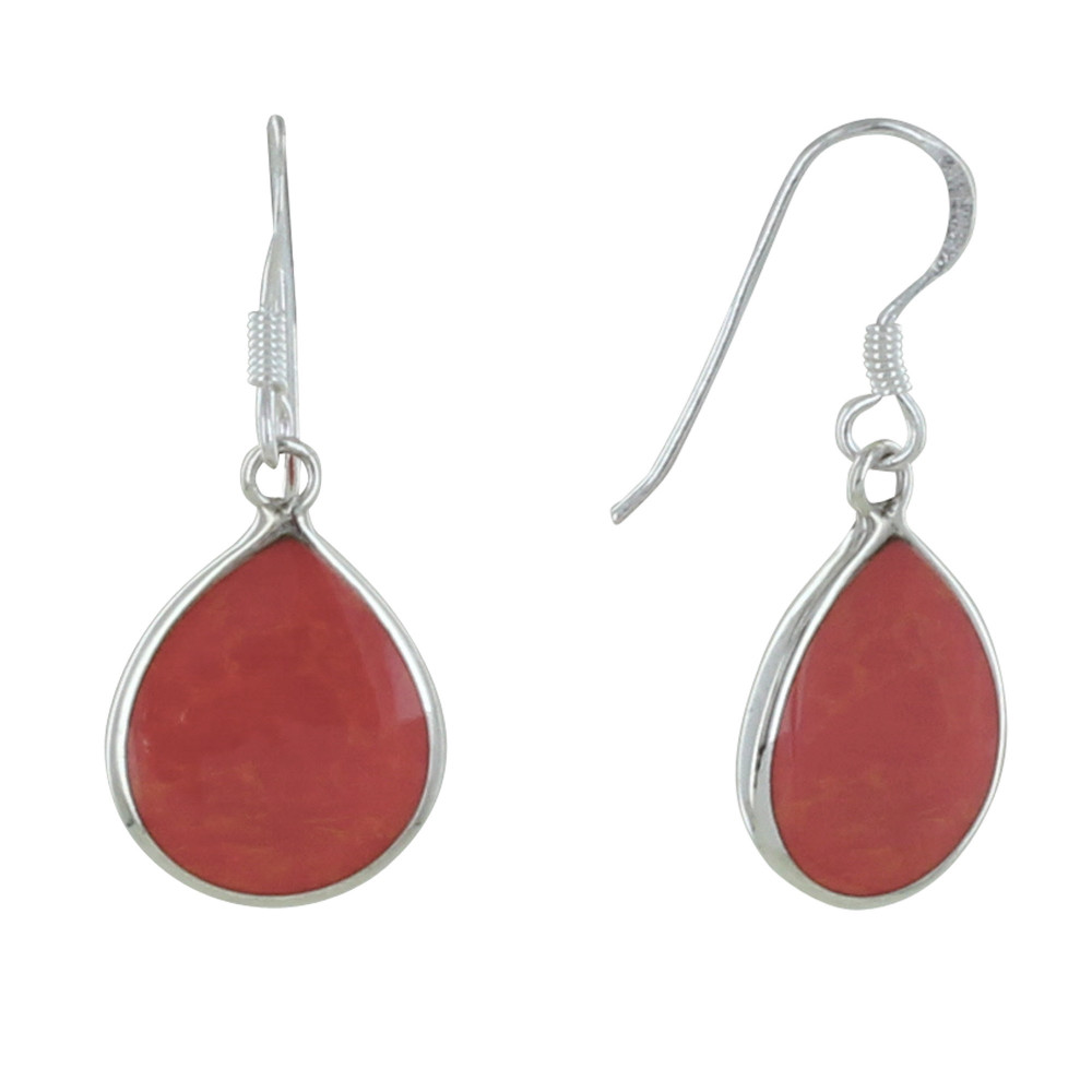 LES POULETTES BIJOUX Boucles d'Oreilles Argent Moyenne Goutte Couleur Corail