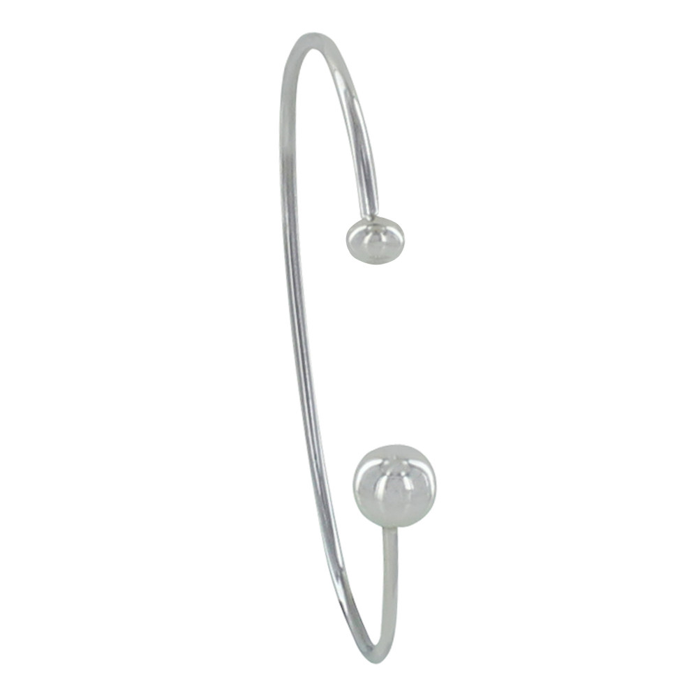LES POULETTES BIJOUX - Bracelet Argent Demi Jonc Deux Perles
