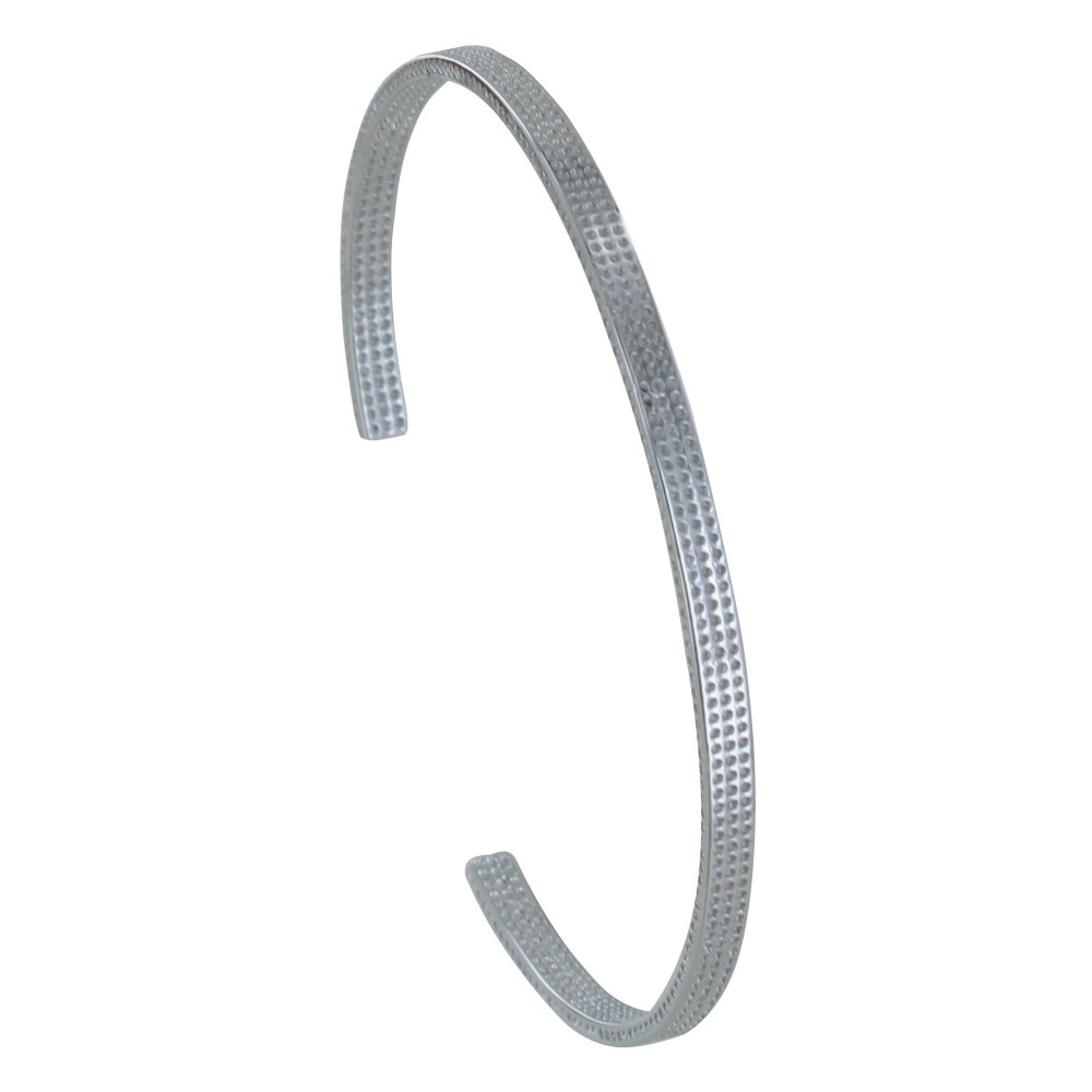 LES POULETTES BIJOUX Bracelet Argent 925 Rhodié Demi Jonc Pointillés