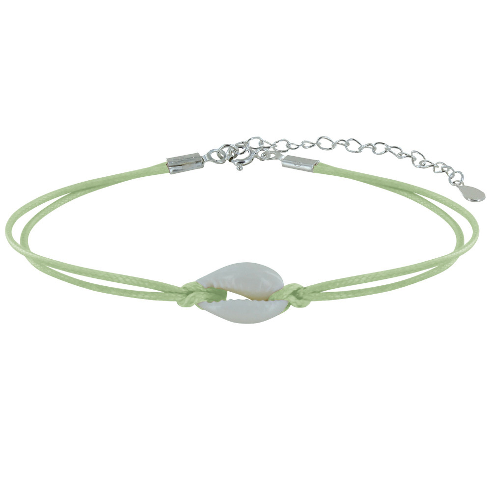 LES POULETTES BIJOUX Bracelet Lien Coquillage Cauris - Vert