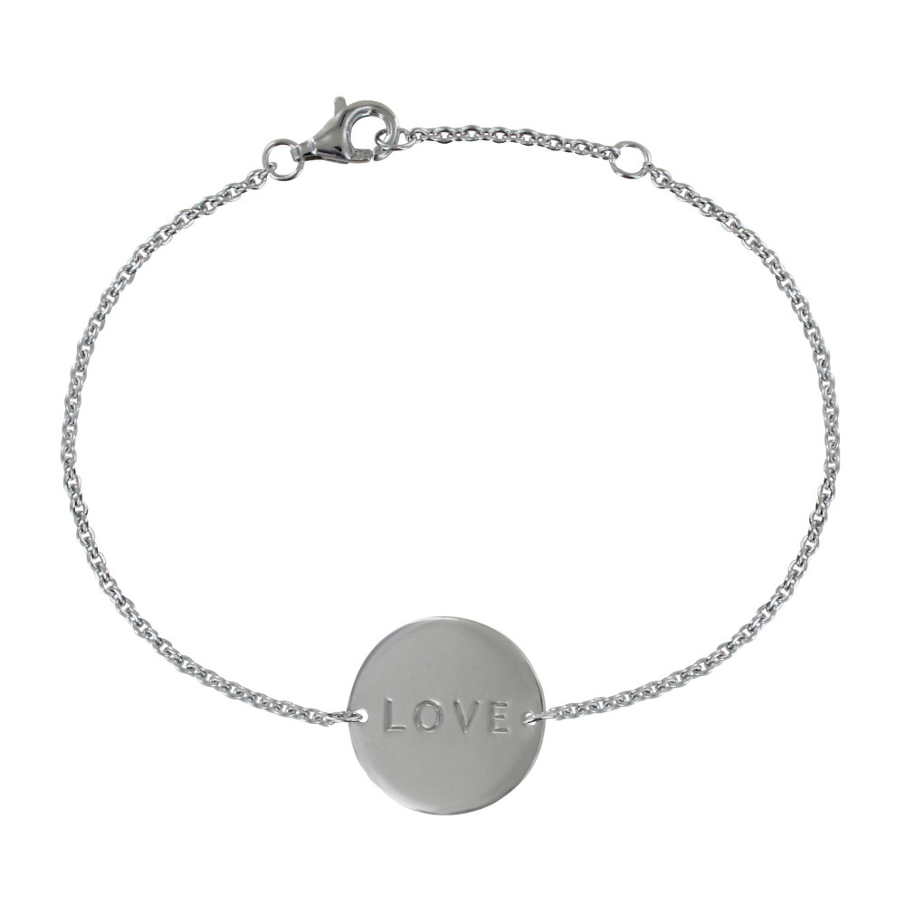 LES POULETTES BIJOUX - Bracelet Argent 925 Rhodié Médaille Ronde Love