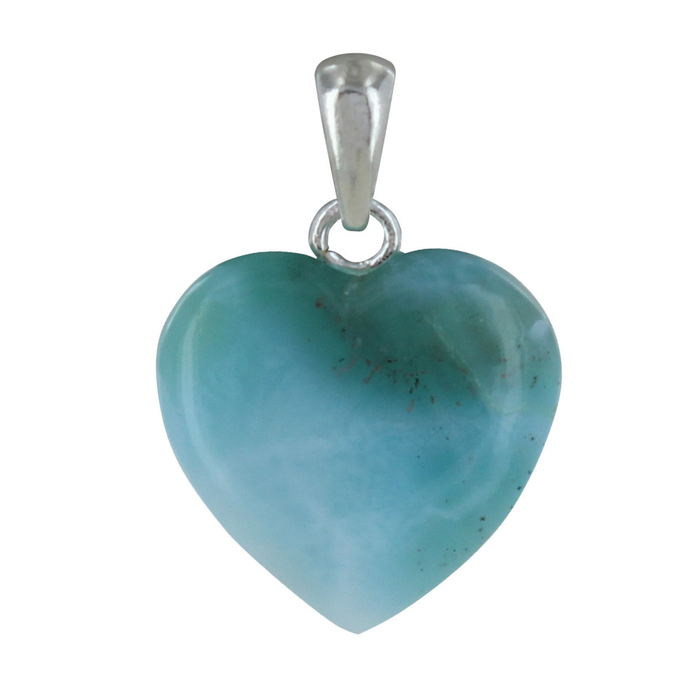 LES POULETTES BIJOUX Pendentif Argent Moyen Coeur de Larimar