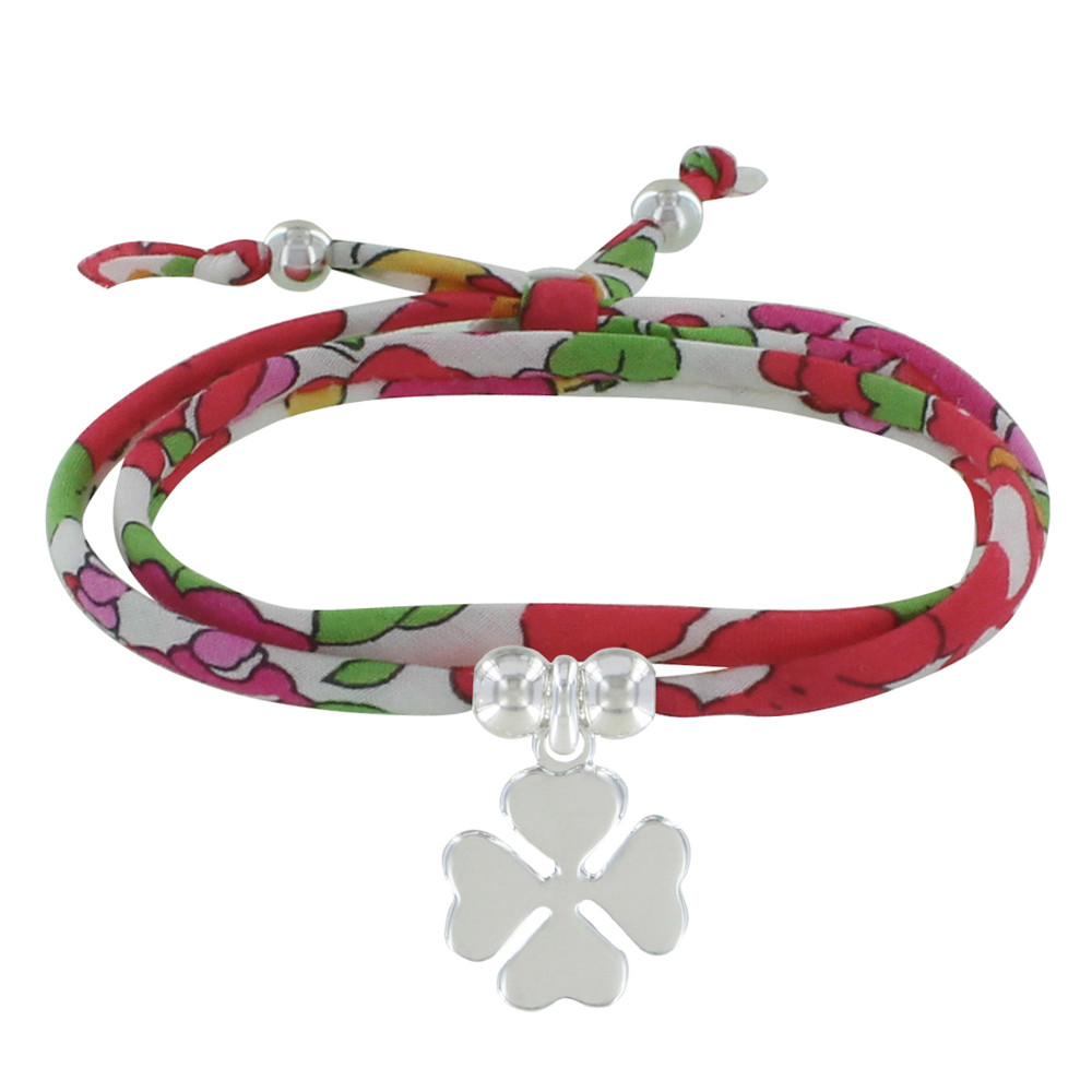 LES POULETTES BIJOUX Bracelet Double Tour Lien liberty et Trèfle Argent 925 - Classi